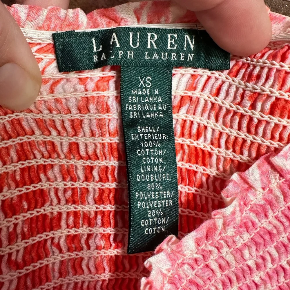 Ralph Lauren LRL Pink And Orange Tiered Ruffle Skirt XS Lined Flowy Cotton READ